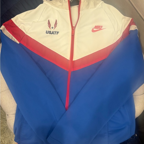 USATF Nike Kids Blue and White Sweatsuit - Picture 1 of 5